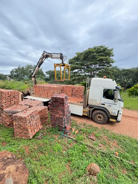 Residential build site in Harare where bricks and sand were delivered